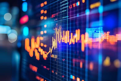Analyse de marché financier avec graphiques et tendances
